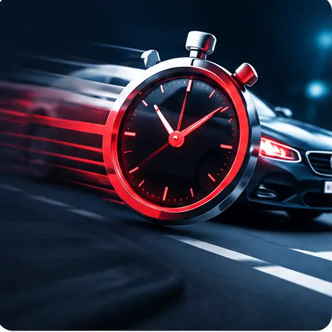 Chronomètre devant une voiture